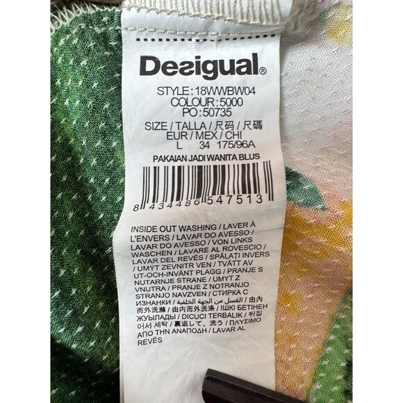 Desigual Blouse Women's Large Floral Abstract Print Boho Artwear Top Blue - Picture 12 of 15
